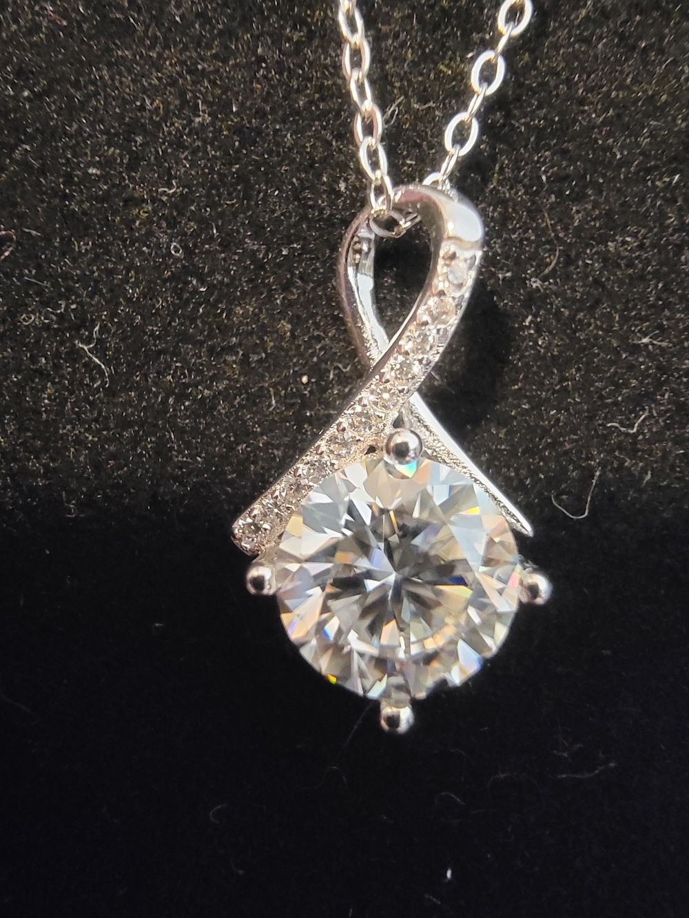 Moissanite Teardrop Pendant Necklace - Certified - Picture 3 of 6
